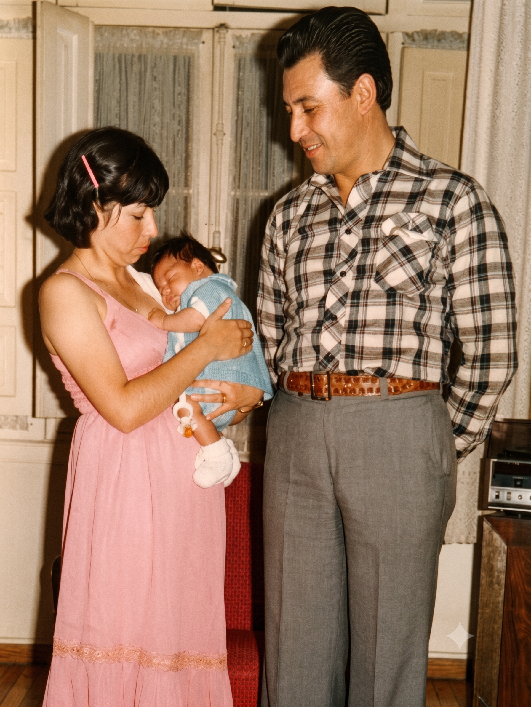 Don Raúl Barría, esposa e hijo